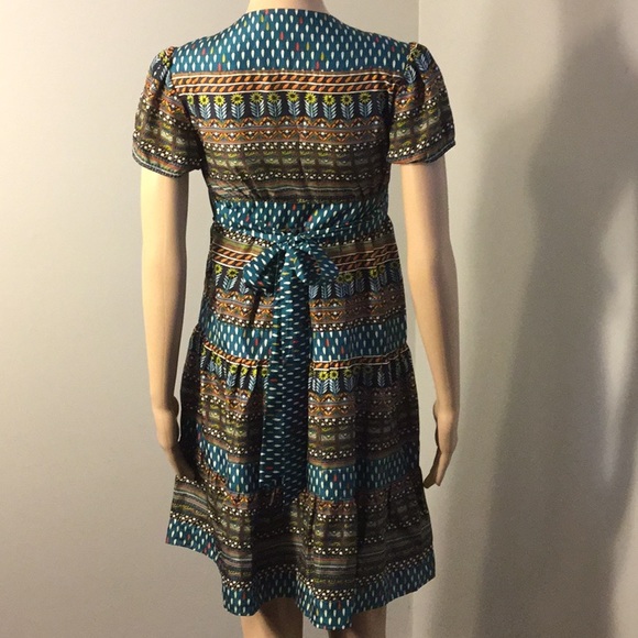 WHAT COMES AROUND 100% SILK ANTHRO SHORT-SLV DRESS - Picture 5 of 8